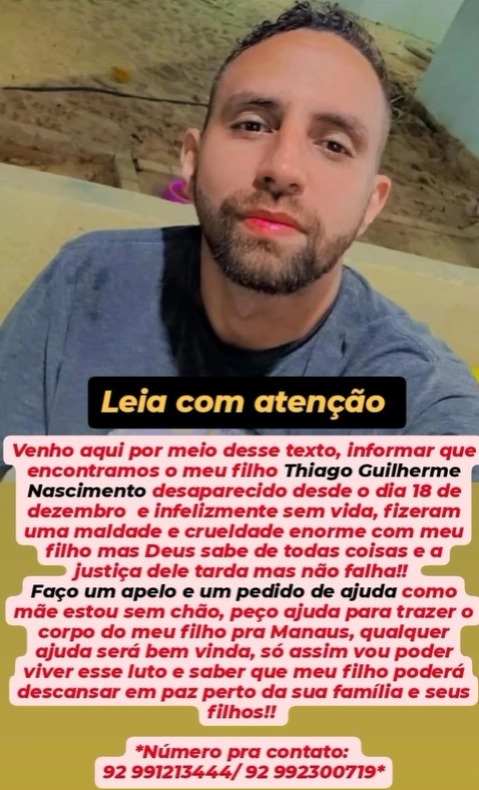 Amazonense que estava desaparecido é encontrado morto em Fortaleza